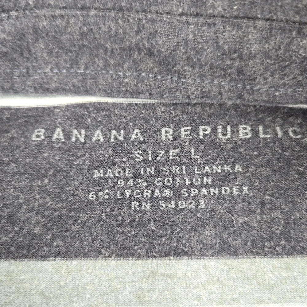 Banana Republic Shirt Mens Large Blue Striped Long Sleeve Polo Pocket Stretch